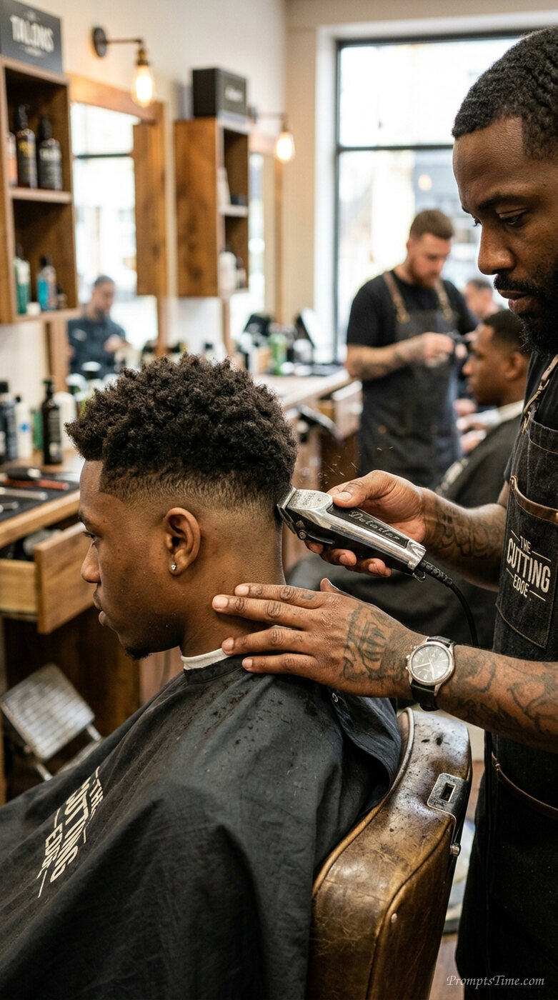 Barber cutting client's hair — AI-generated images image