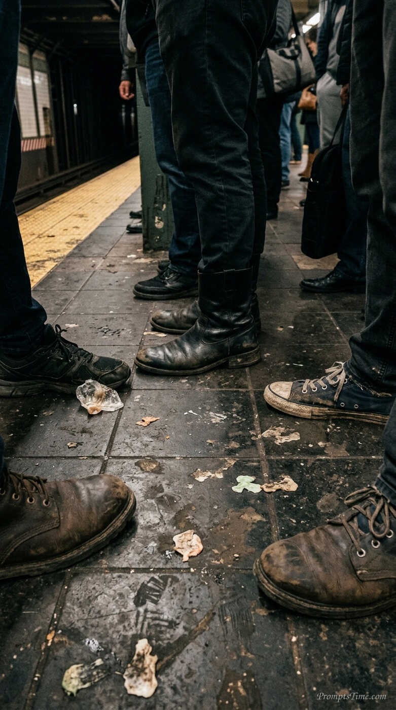 Commuters standing on subway pla… — AI-generated images image