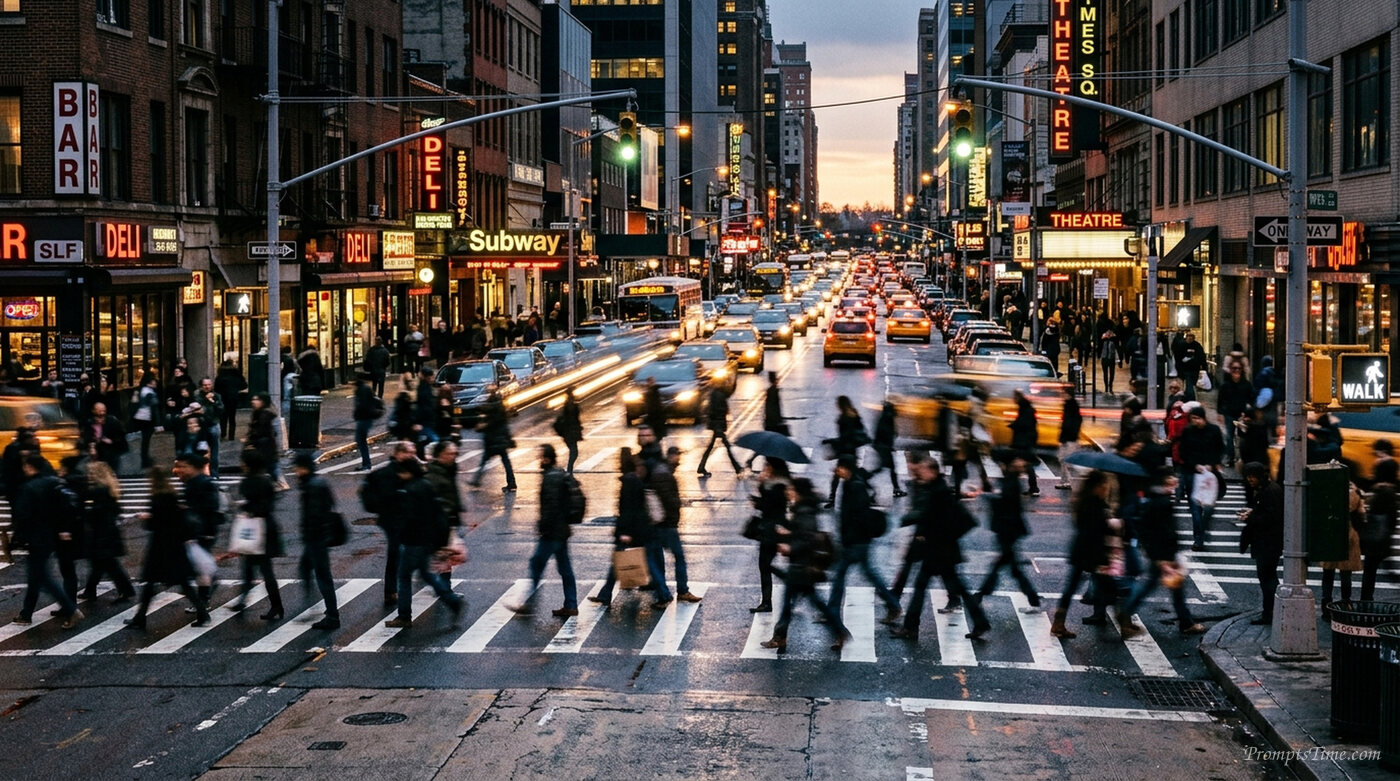 Crowded pedestrians crossing cit… — AI-generated images image