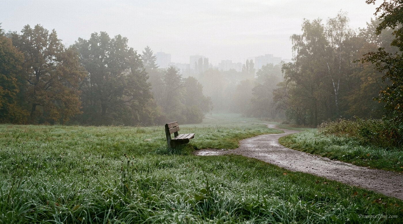Morning fog over city park — AI-generated images image