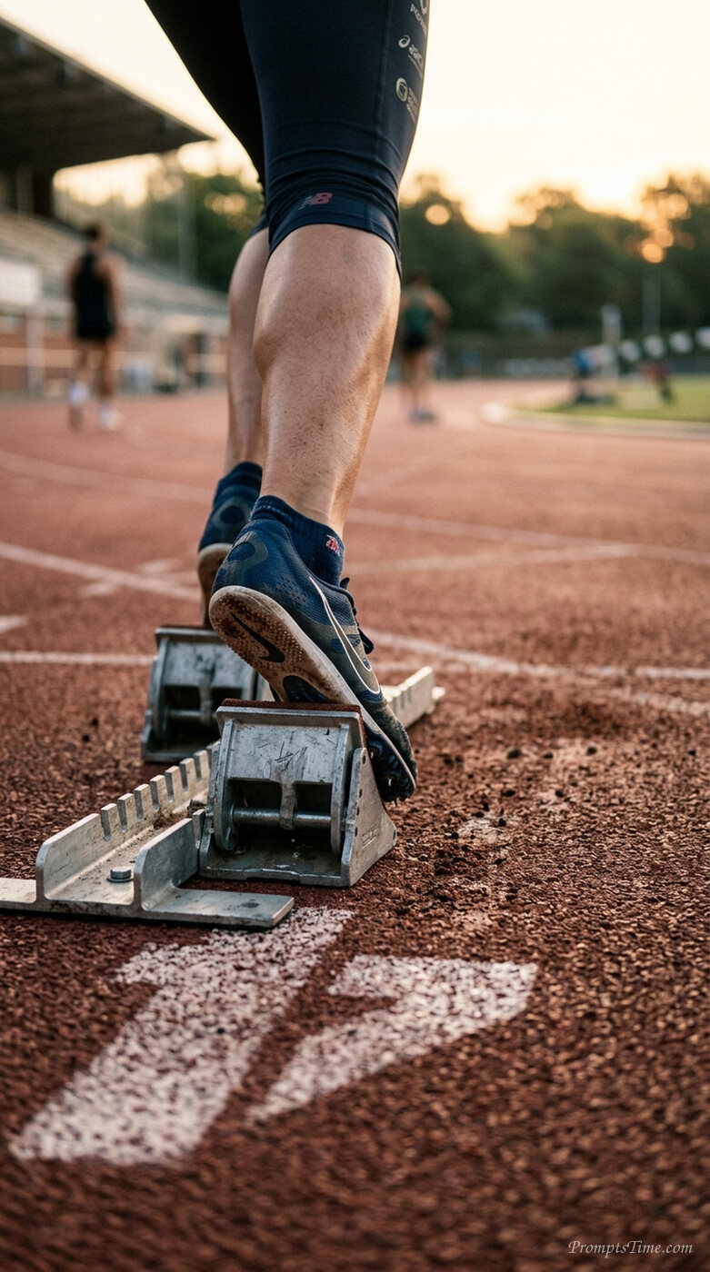 Runner in starting blocks — AI-generated images image