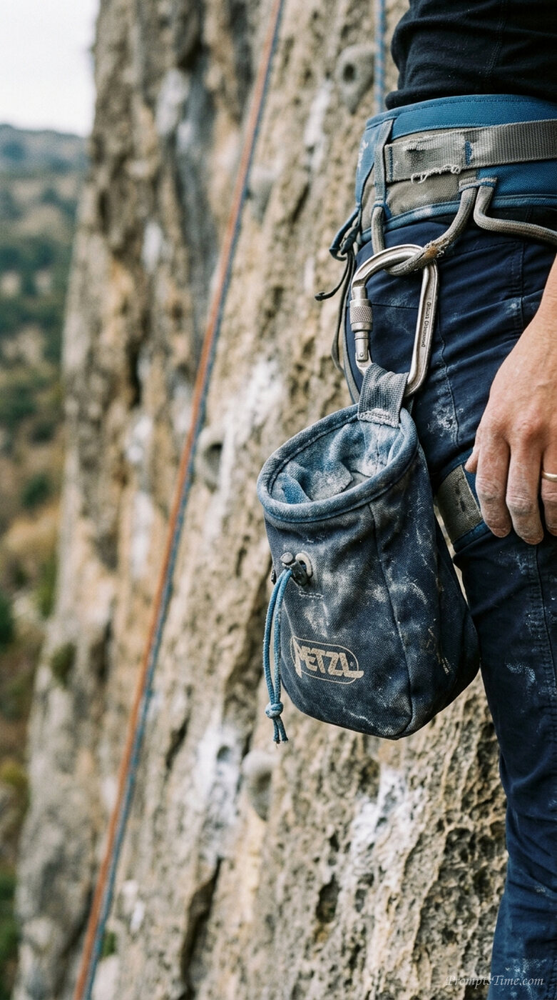 Climber chalk bag hanging from — AI-generated images image