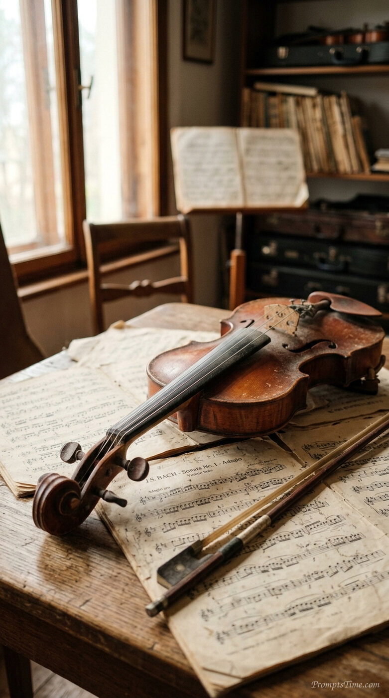 Violin on sheet music — AI-generated images image