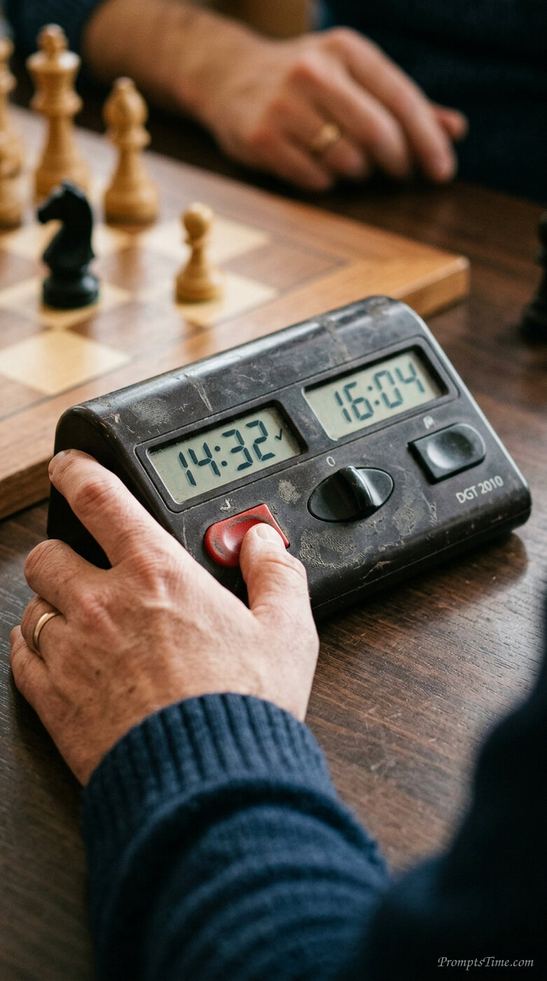 Chess clock being pressed — AI-generated images image