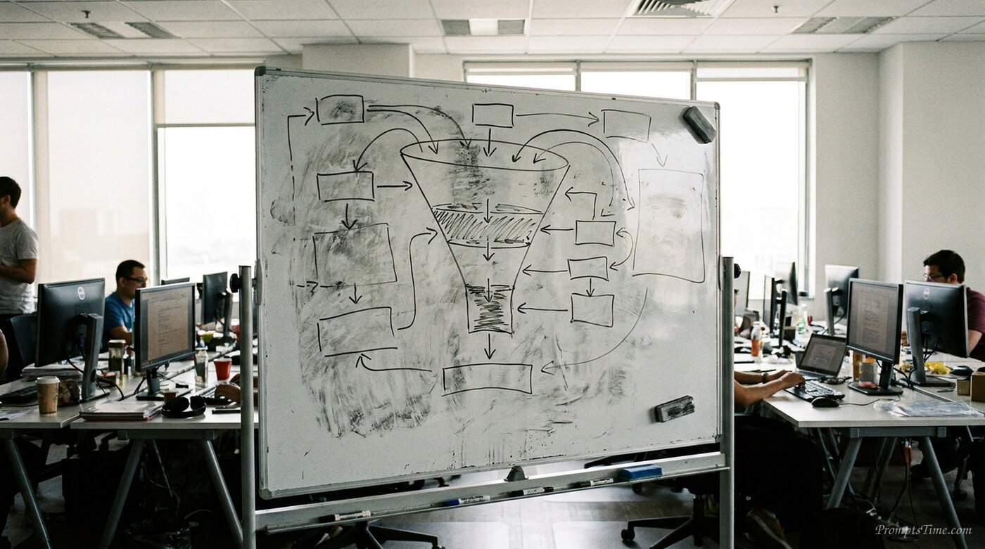 Whiteboard with funnel diagram — AI-generated images image
