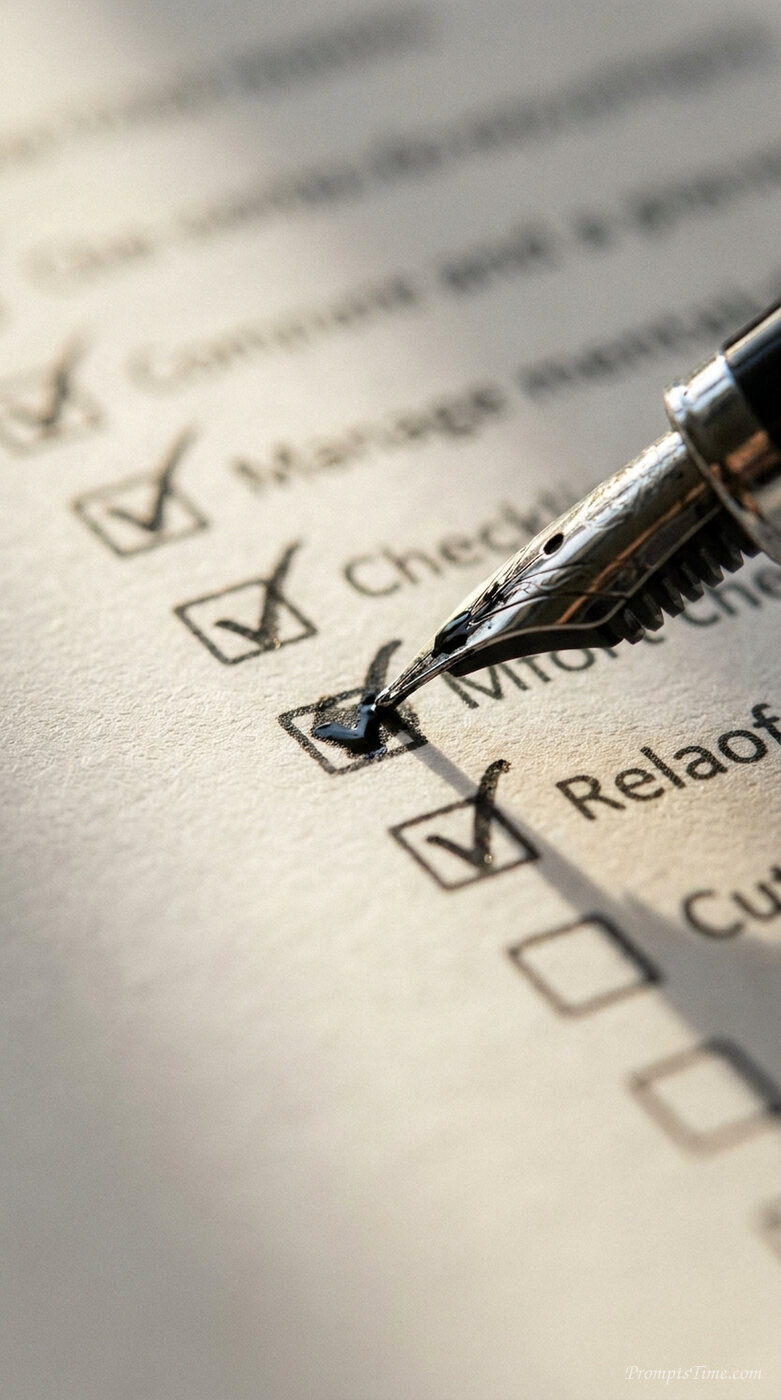 Pen ticking checklist items — AI-generated images image