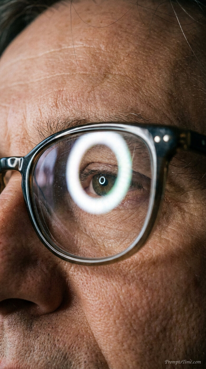 Ring light reflection in glasses — AI-generated images image