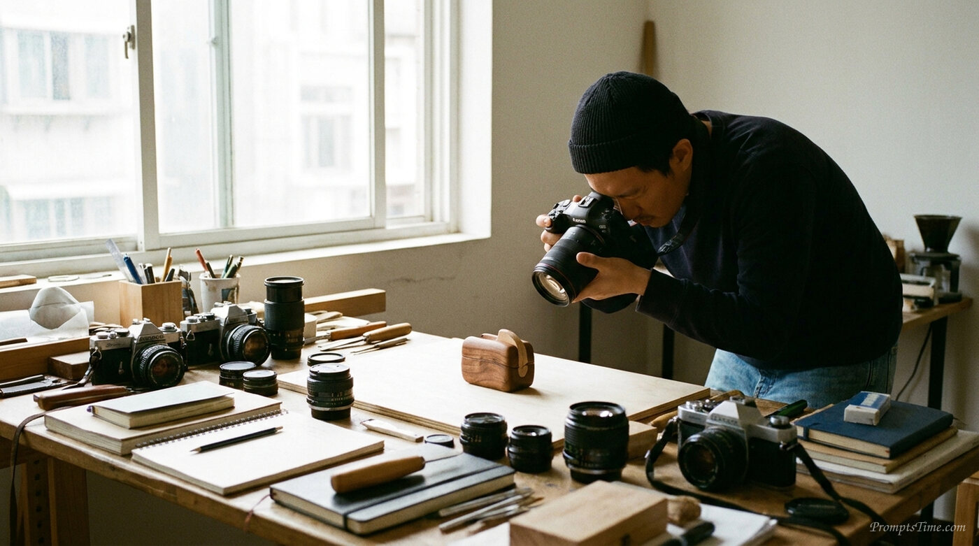 Person photographing small product — AI-generated images image