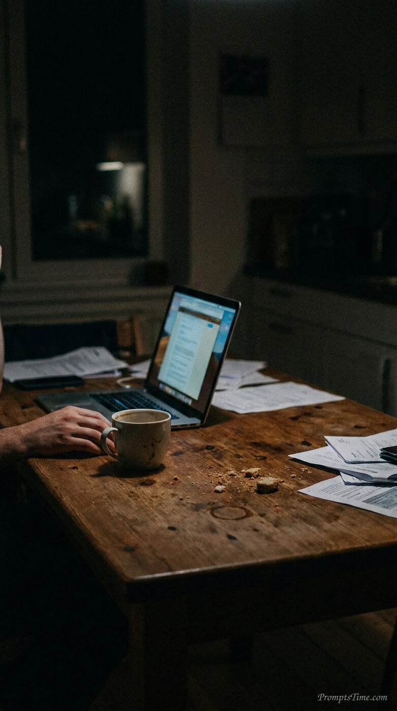 Laptop open on kitchen table — AI-generated images image
