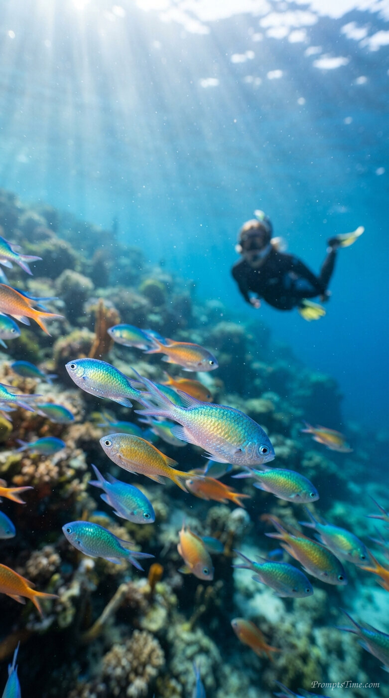 Reef fish swimming underwater — AI-generated images image
