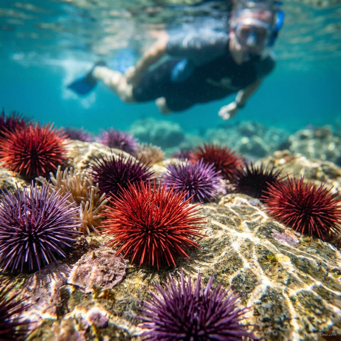 Sea urchins on ocean floor — AI-generated images image