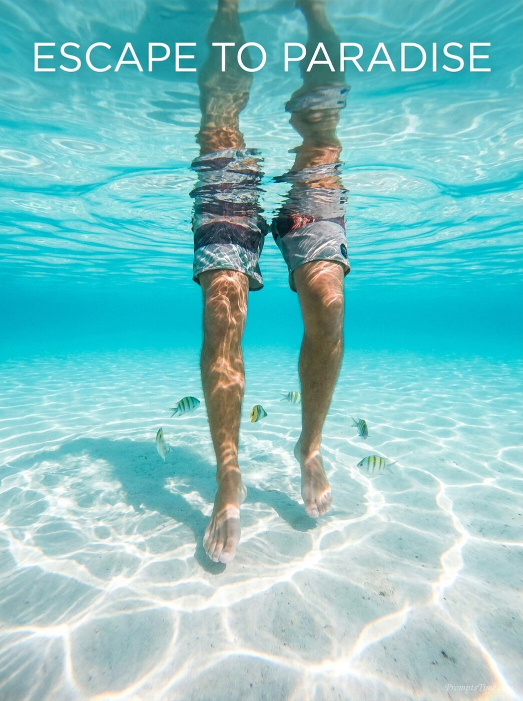 Swimmer wading in crystal water — AI-generated images image