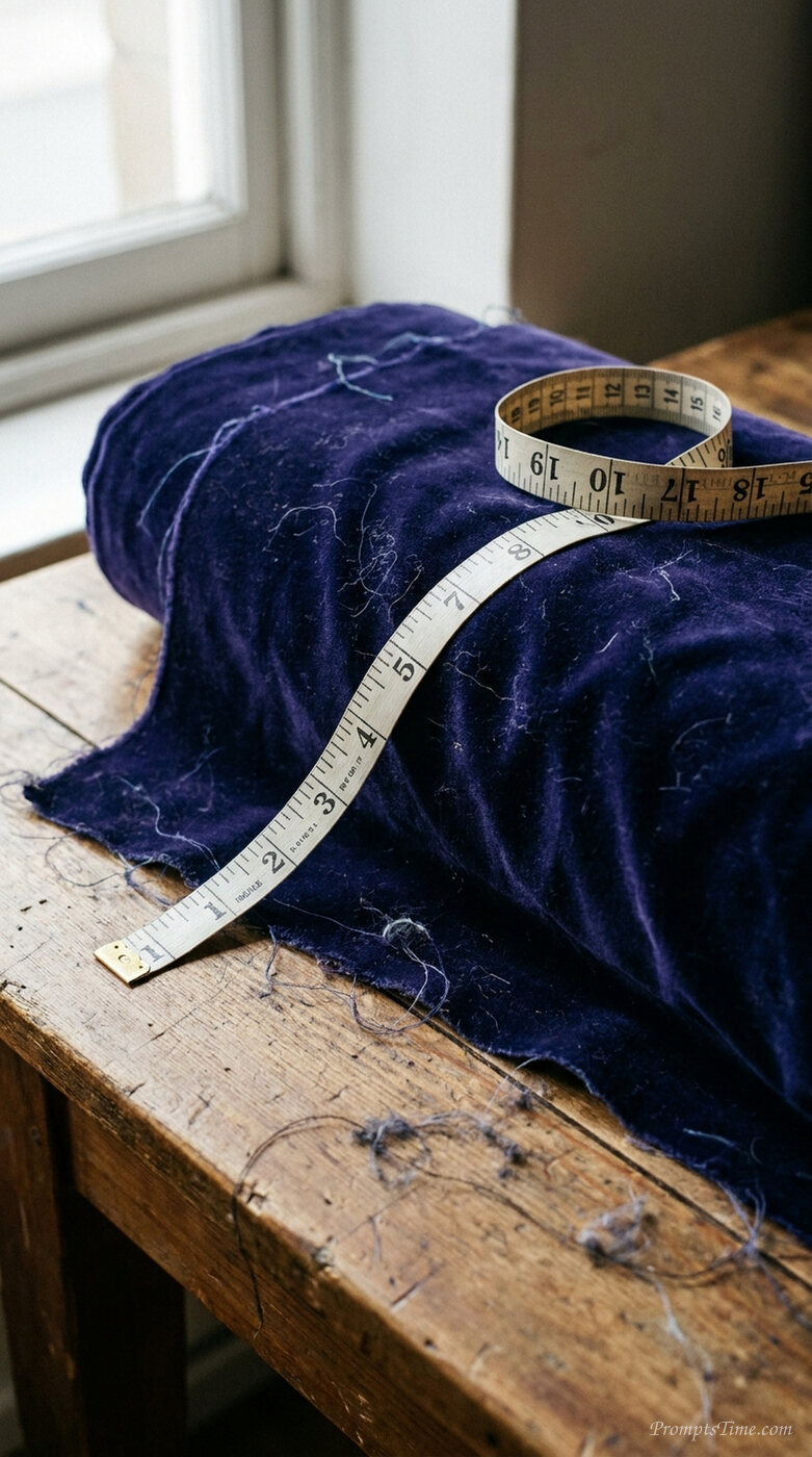 Measuring tape on velvet fabric — AI-generated images image