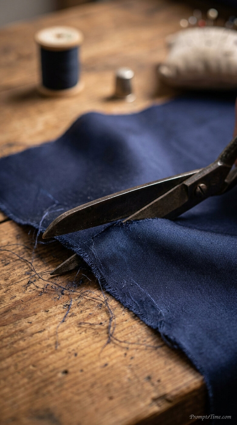 Scissors cutting silk fabric — AI-generated images image