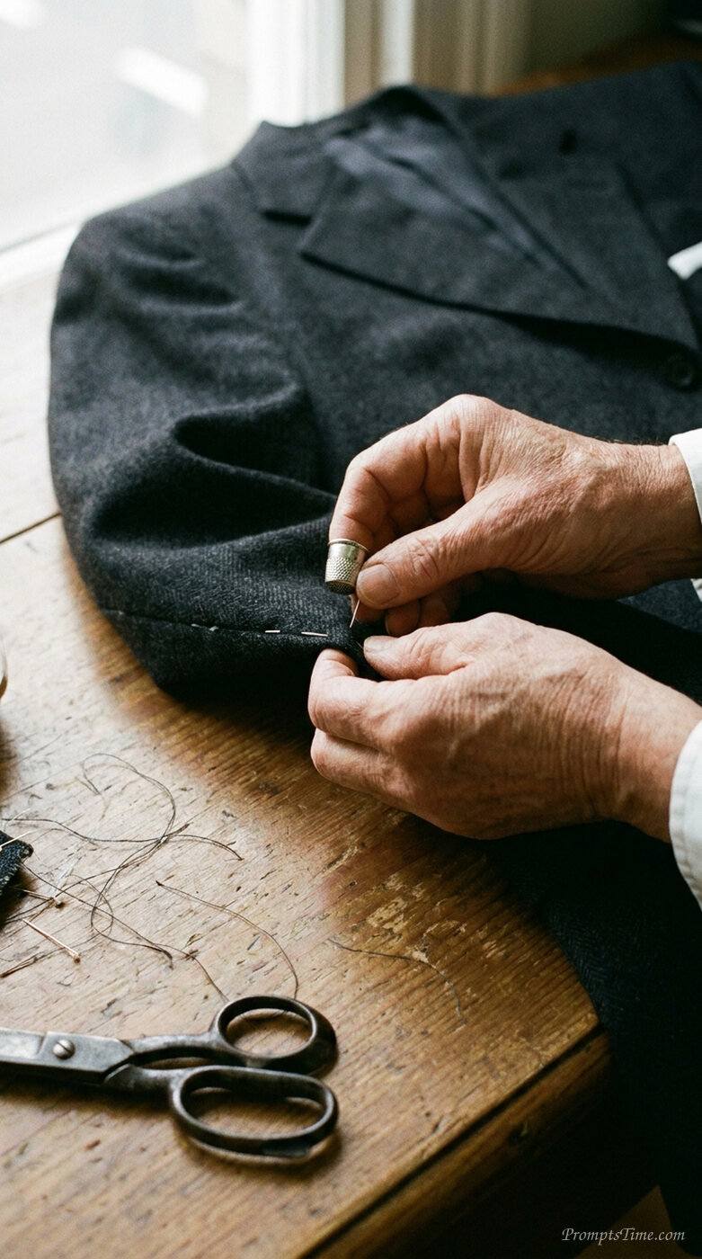 Tailor pinning suit hem — AI-generated images image
