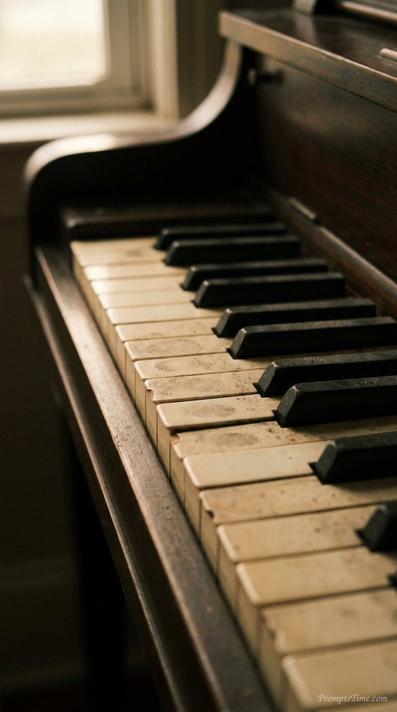 Worn piano keys — AI-generated images image