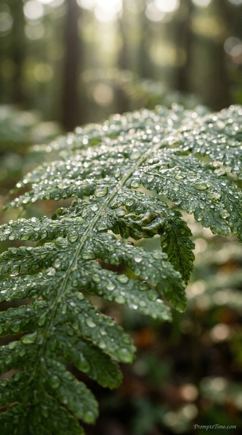 Fern leaf with morning dew — AI-generated images image