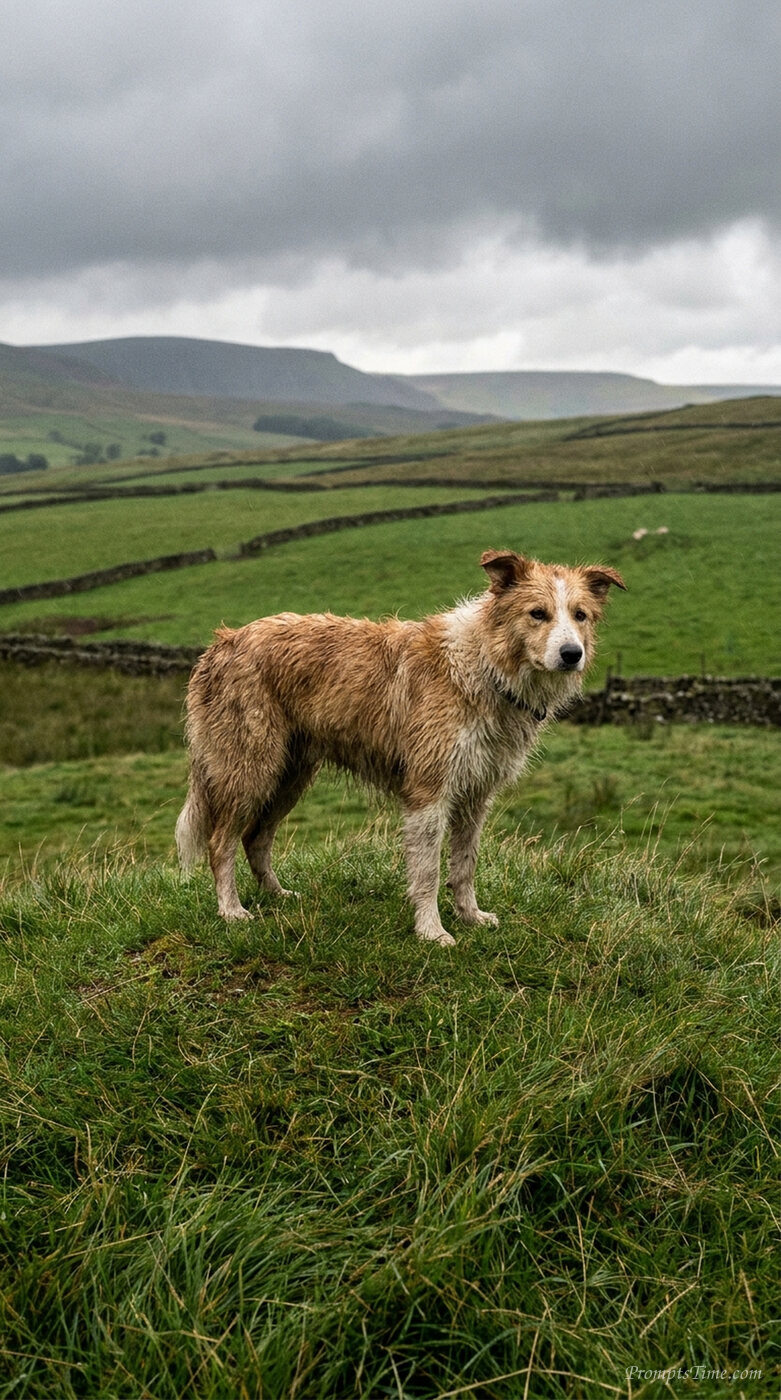 Sheepdog standing in green field — AI-generated images image