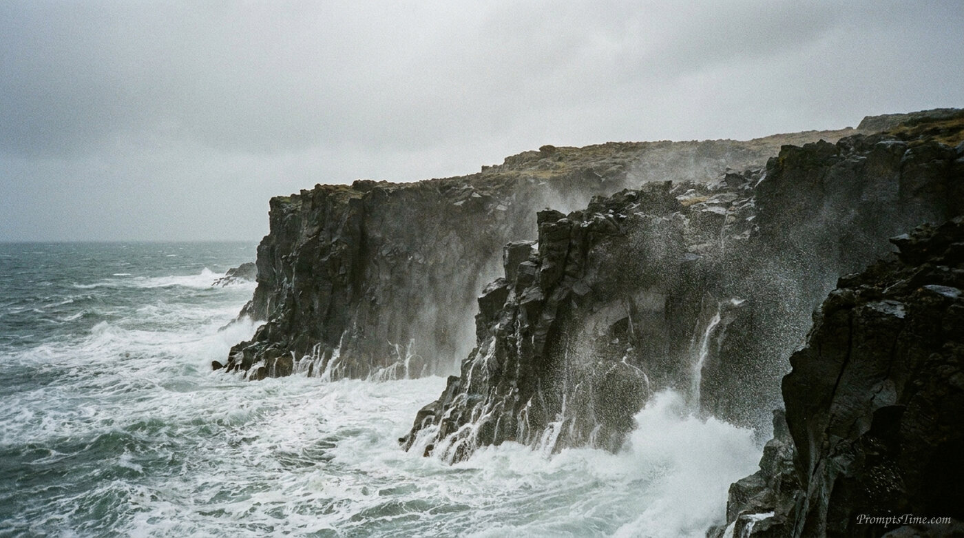 Waves crashing against rocky cli… — AI-generated images image