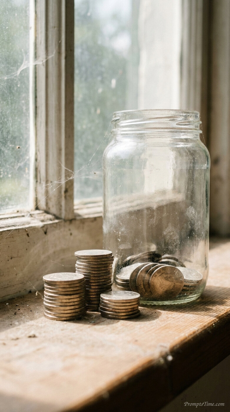 Coins stacked beside savings jar — AI-generated images image