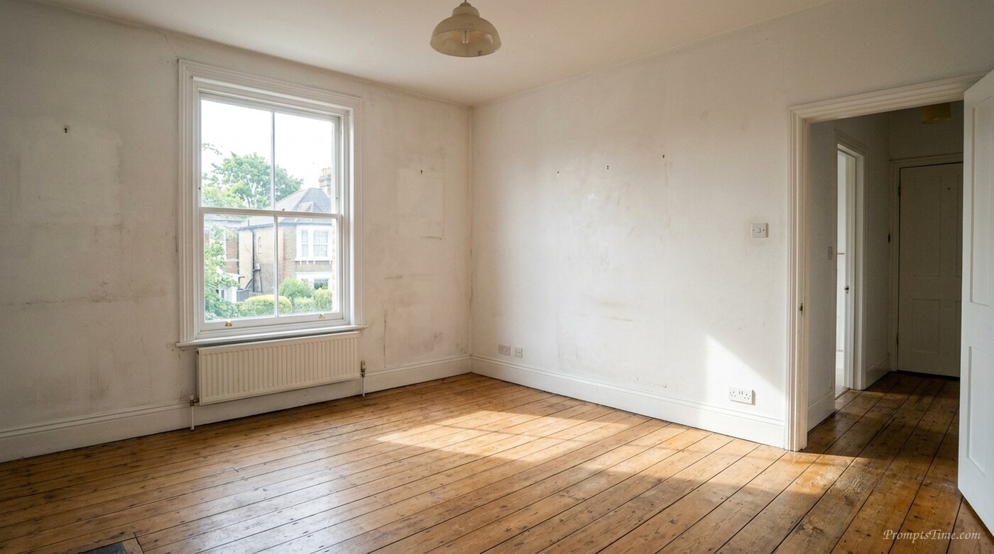 Sunlit empty living room — AI-generated images image