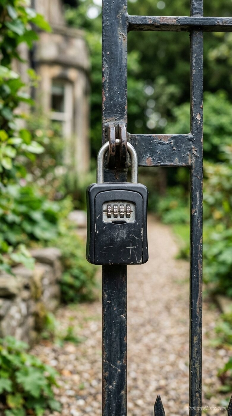 Lockbox attached to metal gate — AI-generated images image