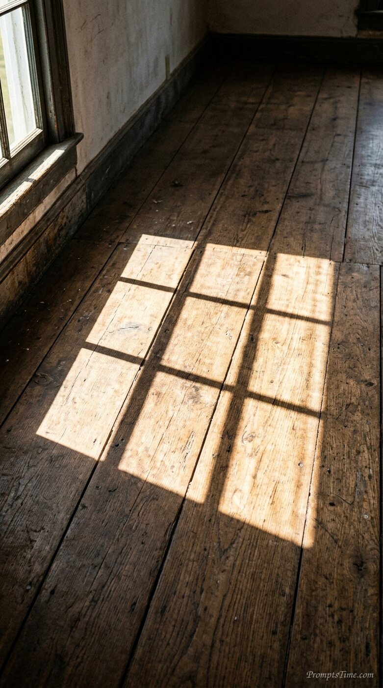 Window shadow on wooden floor — AI-generated images image