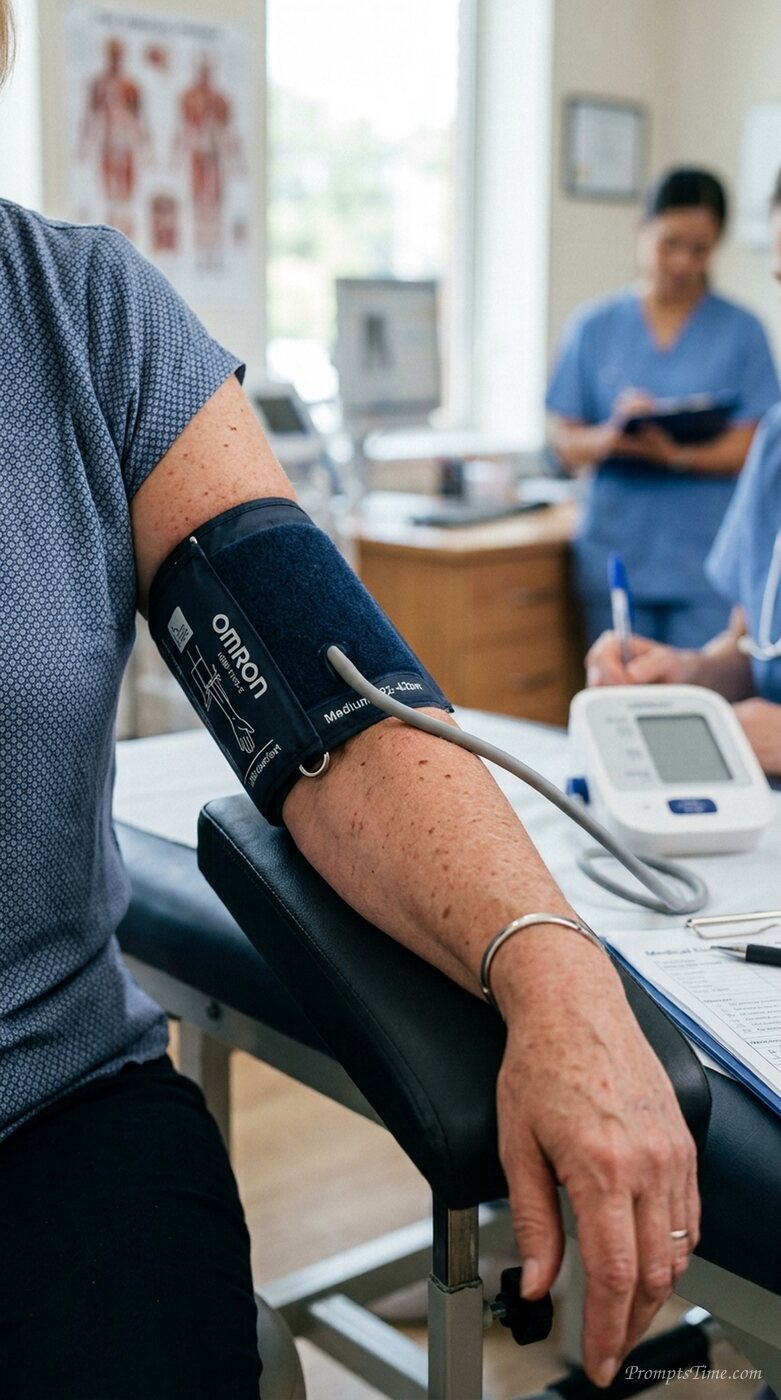Blood pressure cuff on arm — AI-generated images image