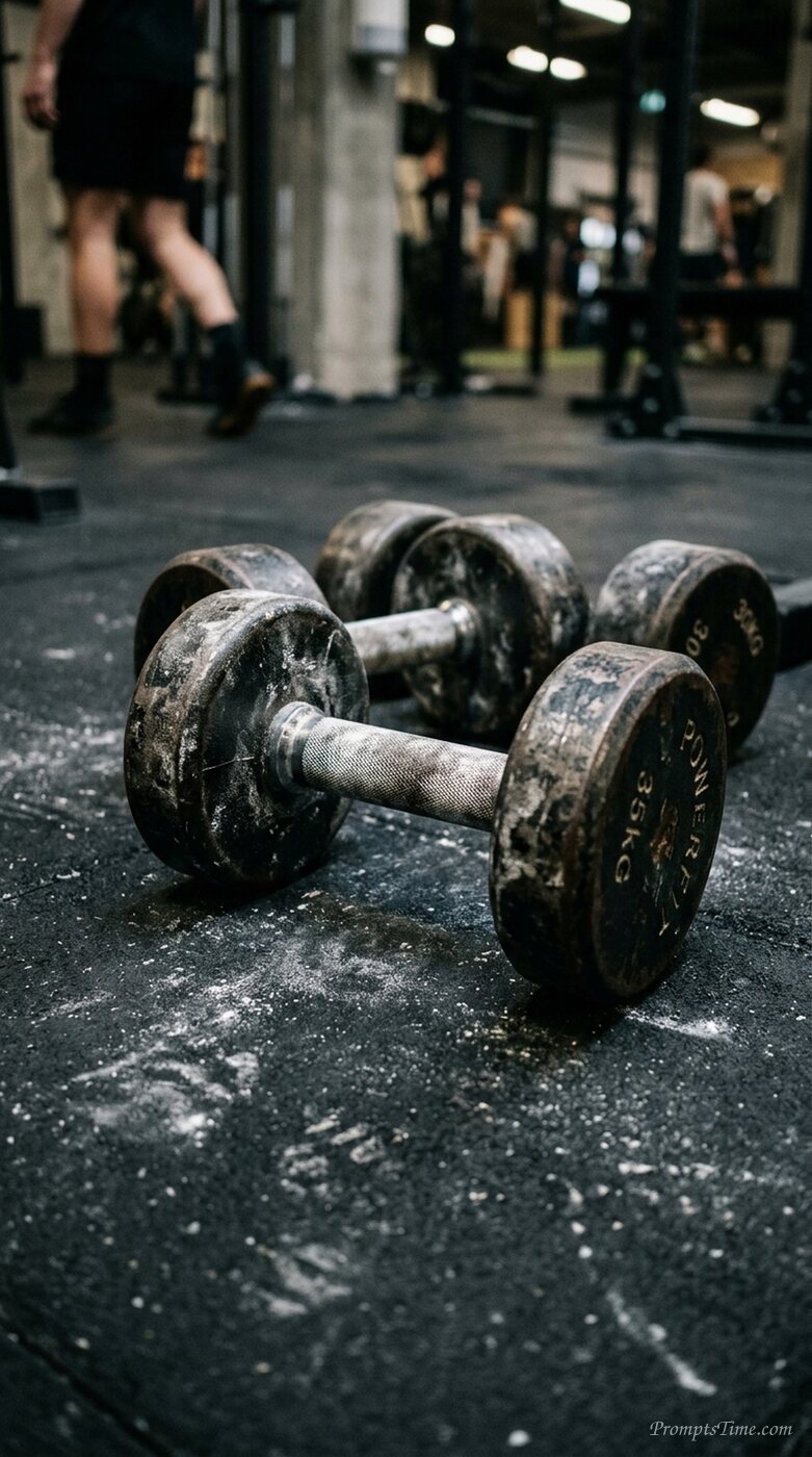 Dumbbells on gym floor — AI-generated images image