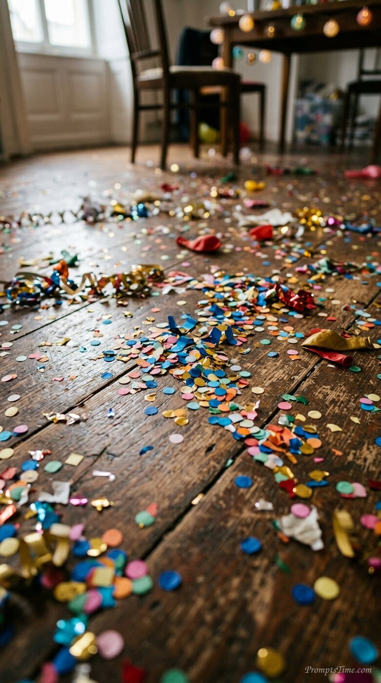 Confetti scattered on wooden floor 2 — AI-generated images image