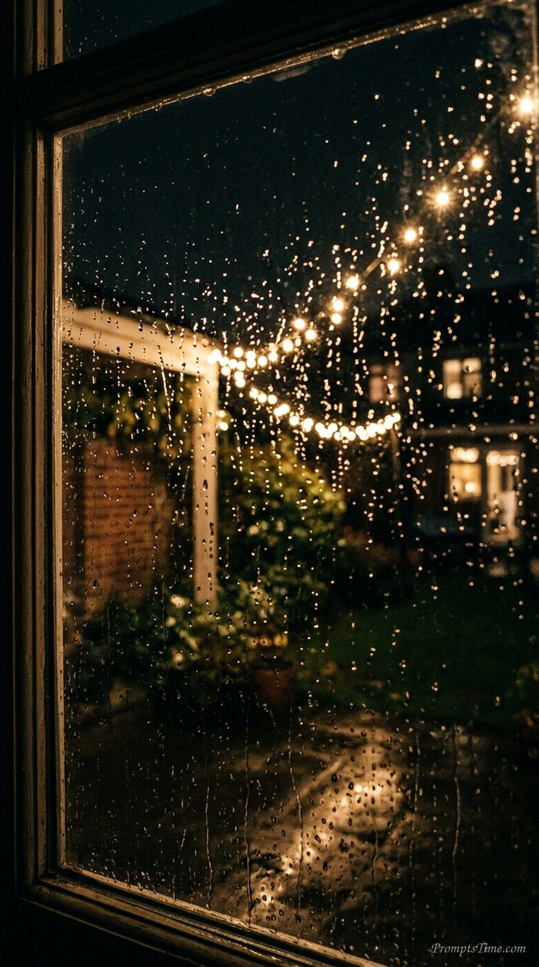 Fairy lights reflected in window 2 — AI-generated images image