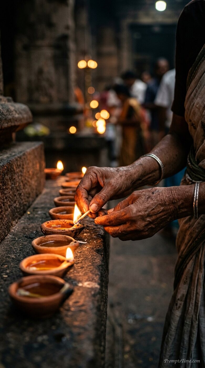 Hands lighting oil lamps 2 — AI-generated images image