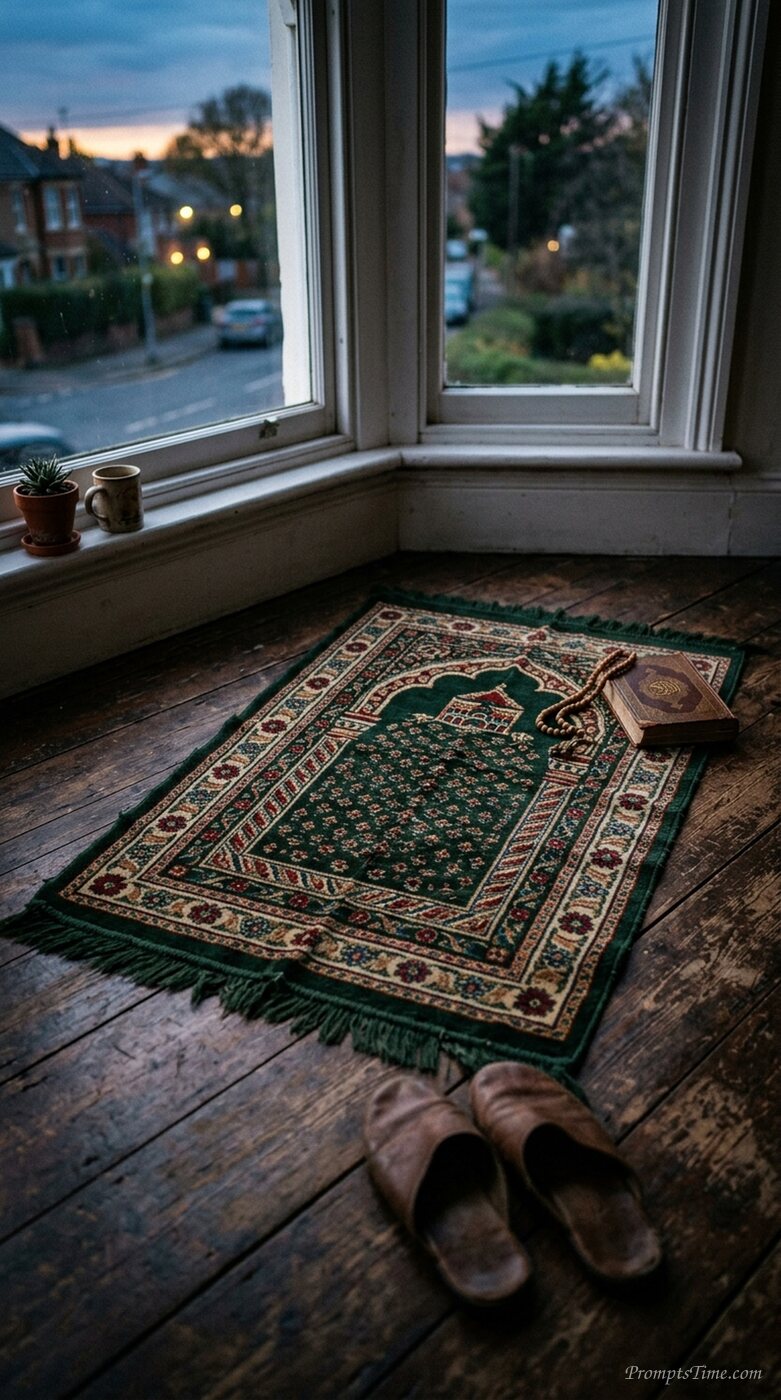 Prayer mat on floor — AI-generated images image