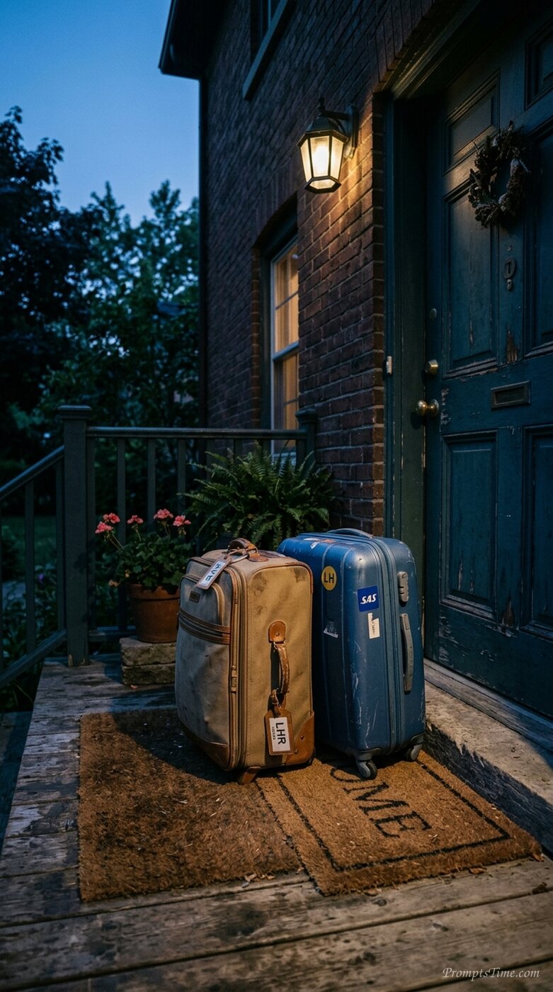 Suitcases sitting by door 2 — AI-generated images image