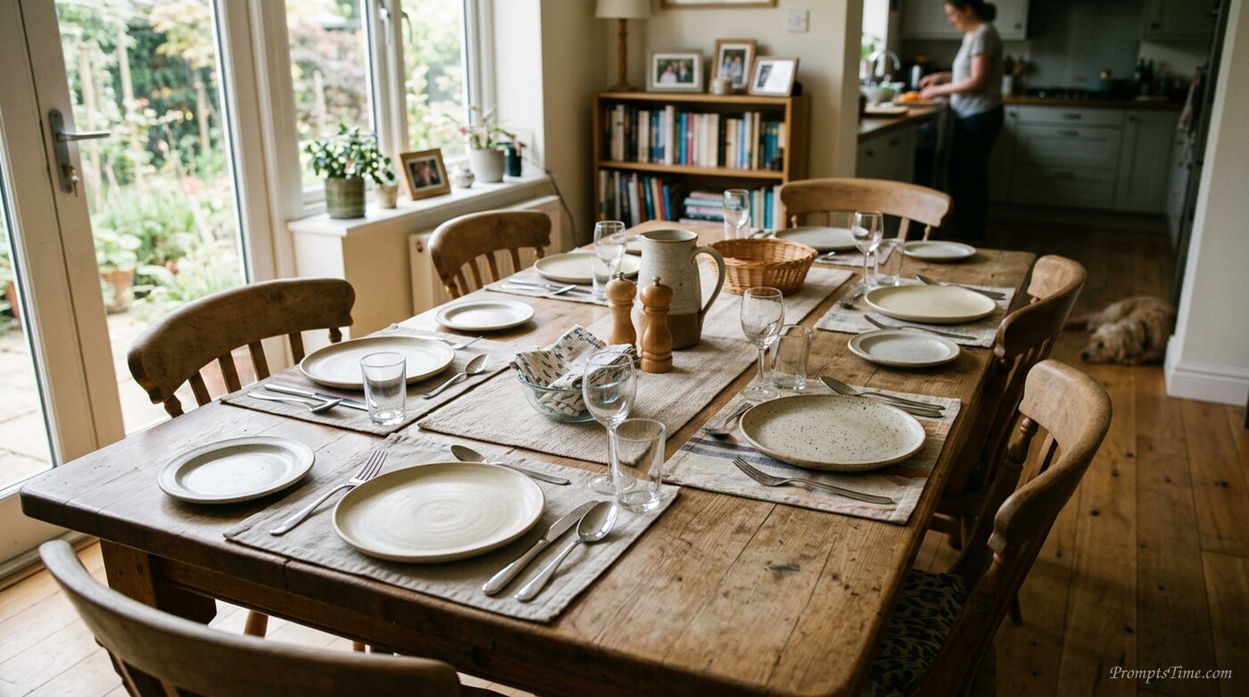 Table set for family meal 2 — AI-generated images image