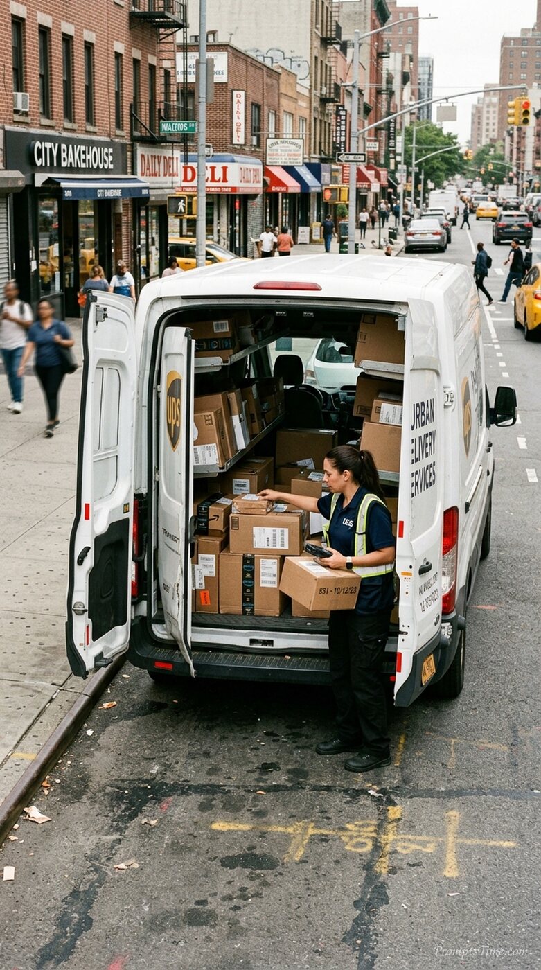 Delivery van on city street — AI-generated images image