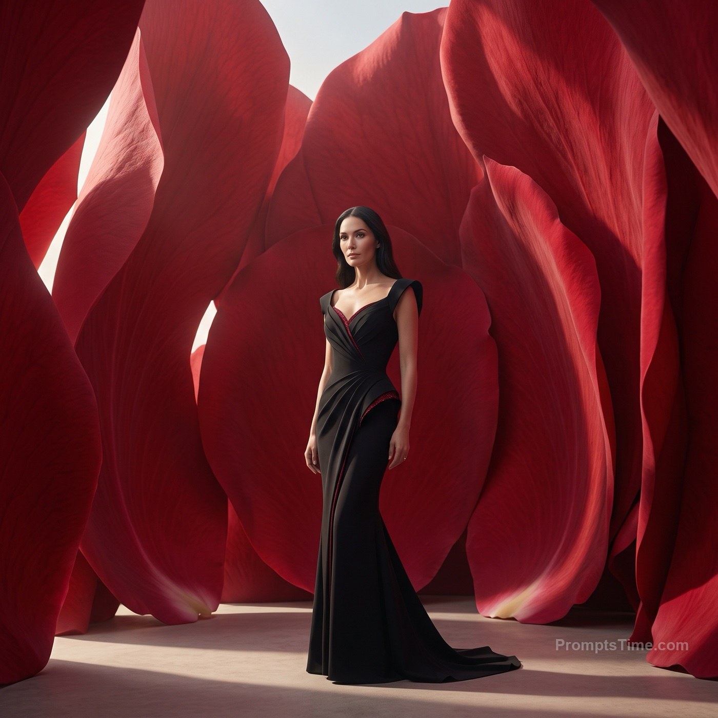 Sleek black column gown — AI-generated lifestyle image