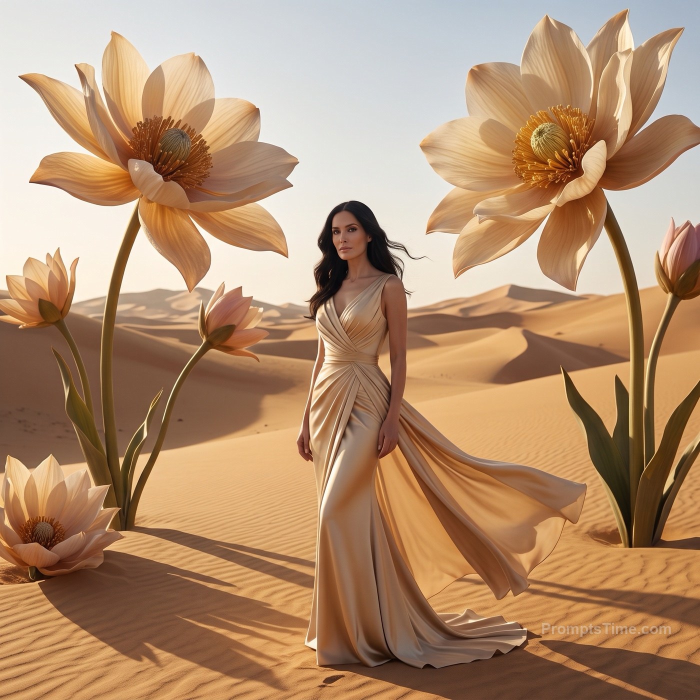 Champagne chiffon gown — AI-generated lifestyle image