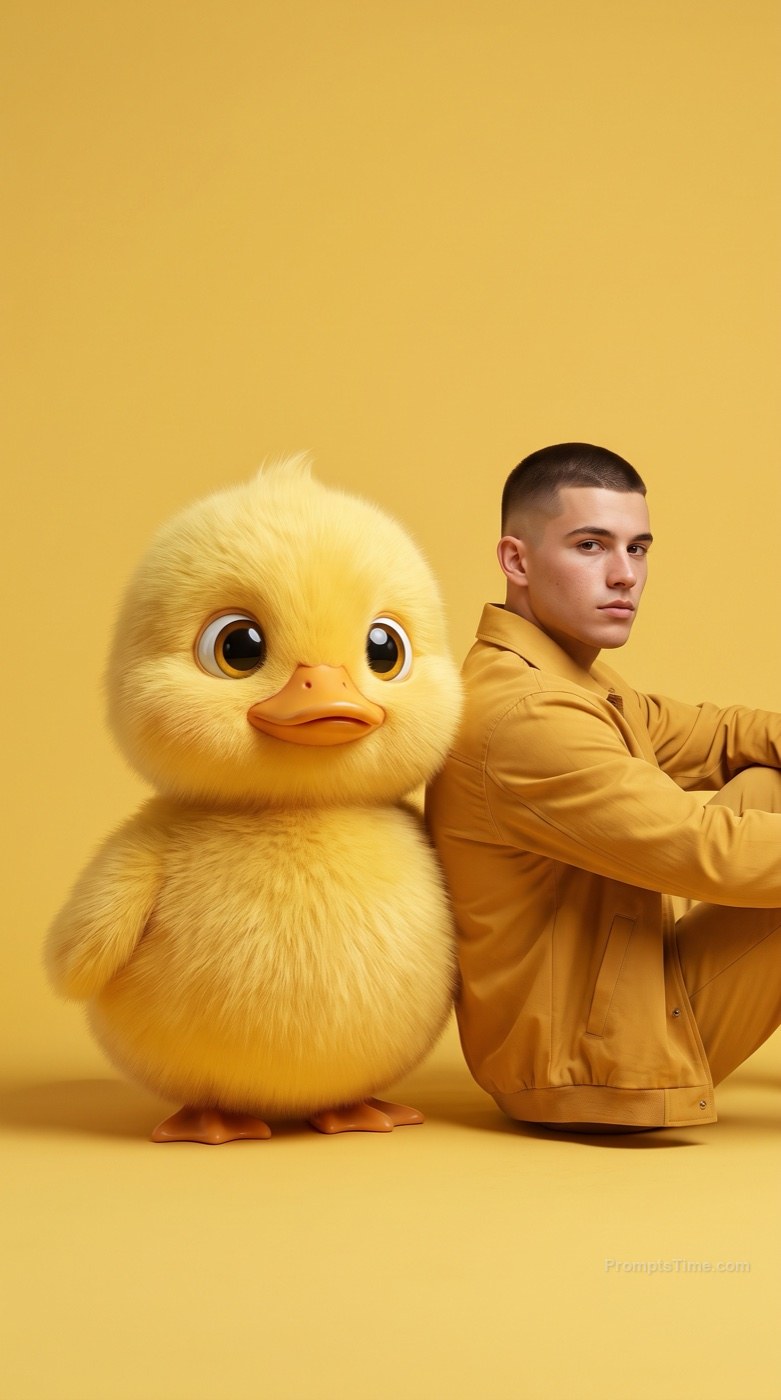 Man with short fade haircut in mustard-yellow jacket, sittin — AI-generated variation made with Gemini Image