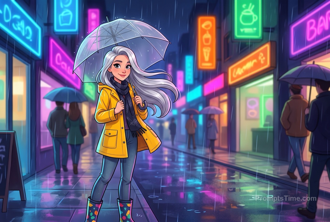Young woman with long silver hair — AI-generated variation made with Gemini Image