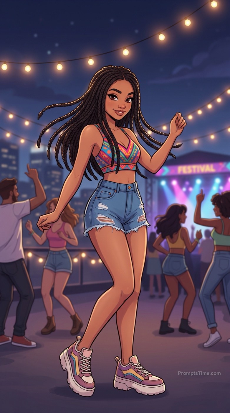 Young woman with long dark box braids — AI-generated variation made with Gemini Image