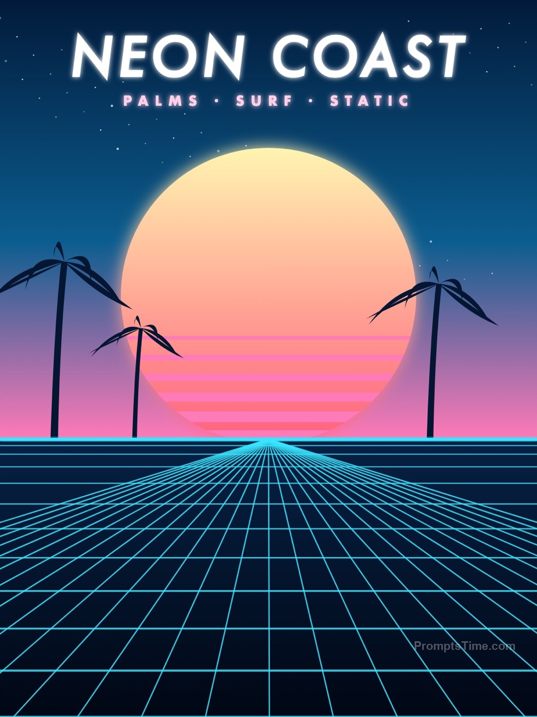 Neon Coast — AI-generated variation made with Claude (SVG)
