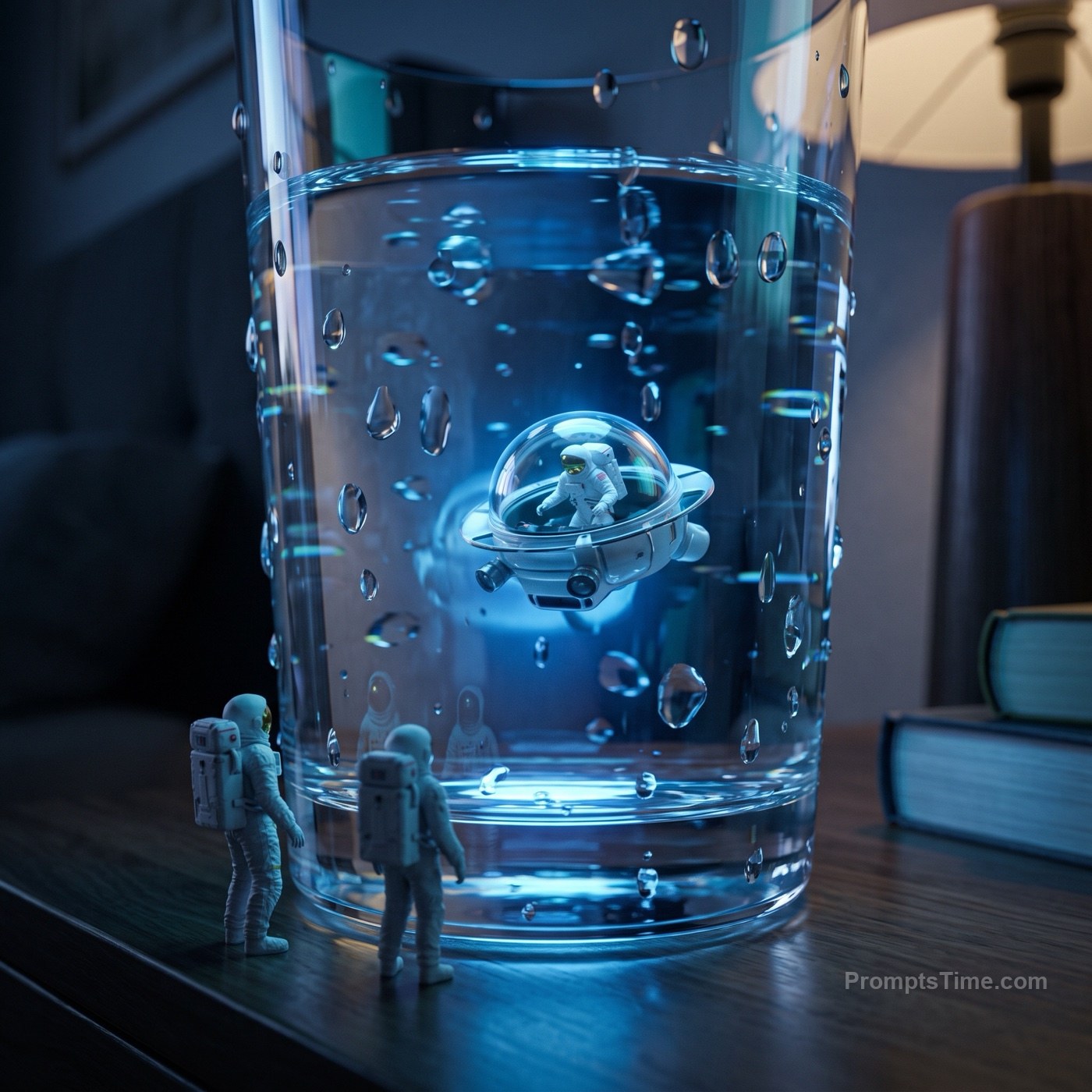 Glass of water like floating ocean world — AI-generated images image made with Gemini Image