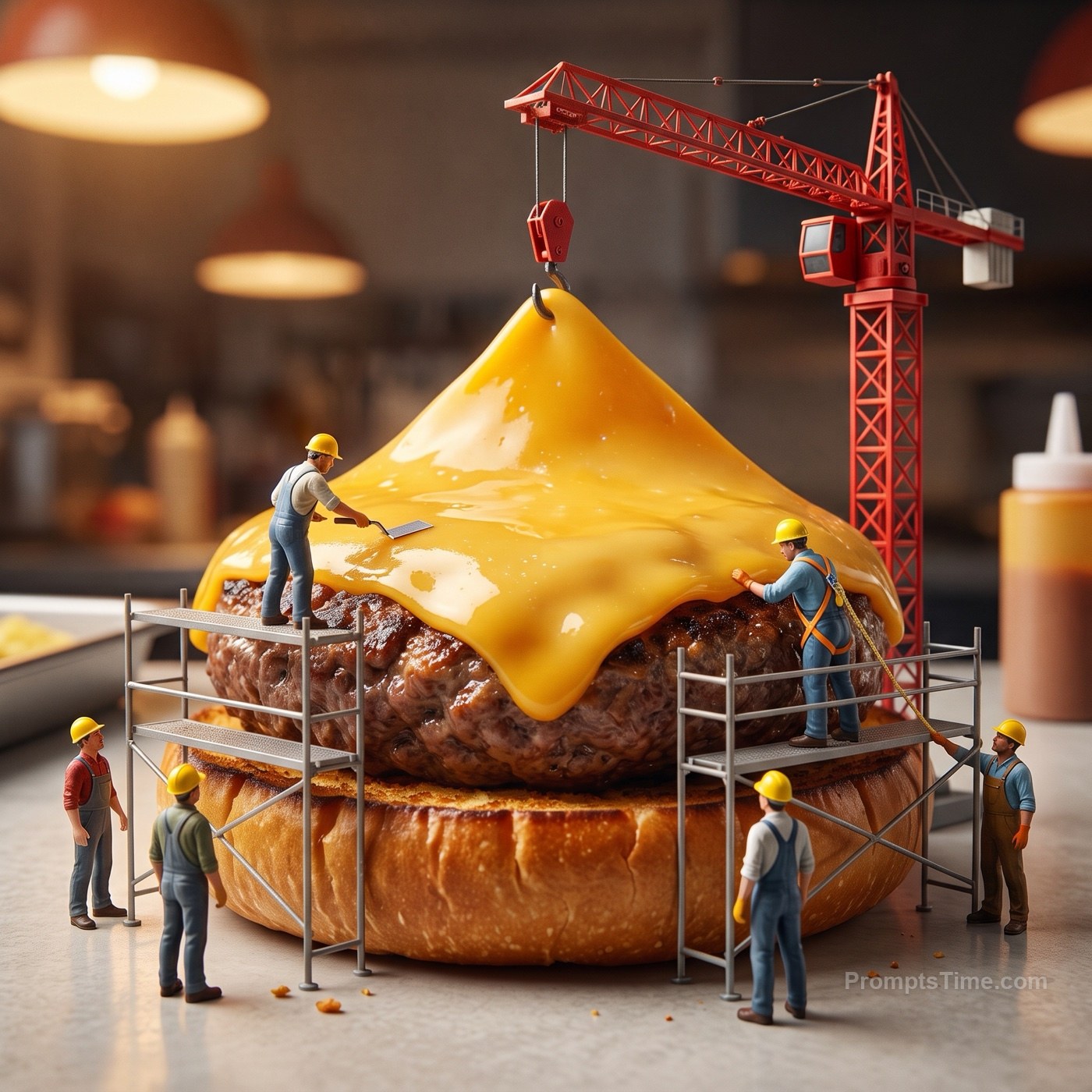 Draping giant slice of melting cheddar over the patty — AI-generated variation made with Gemini Image