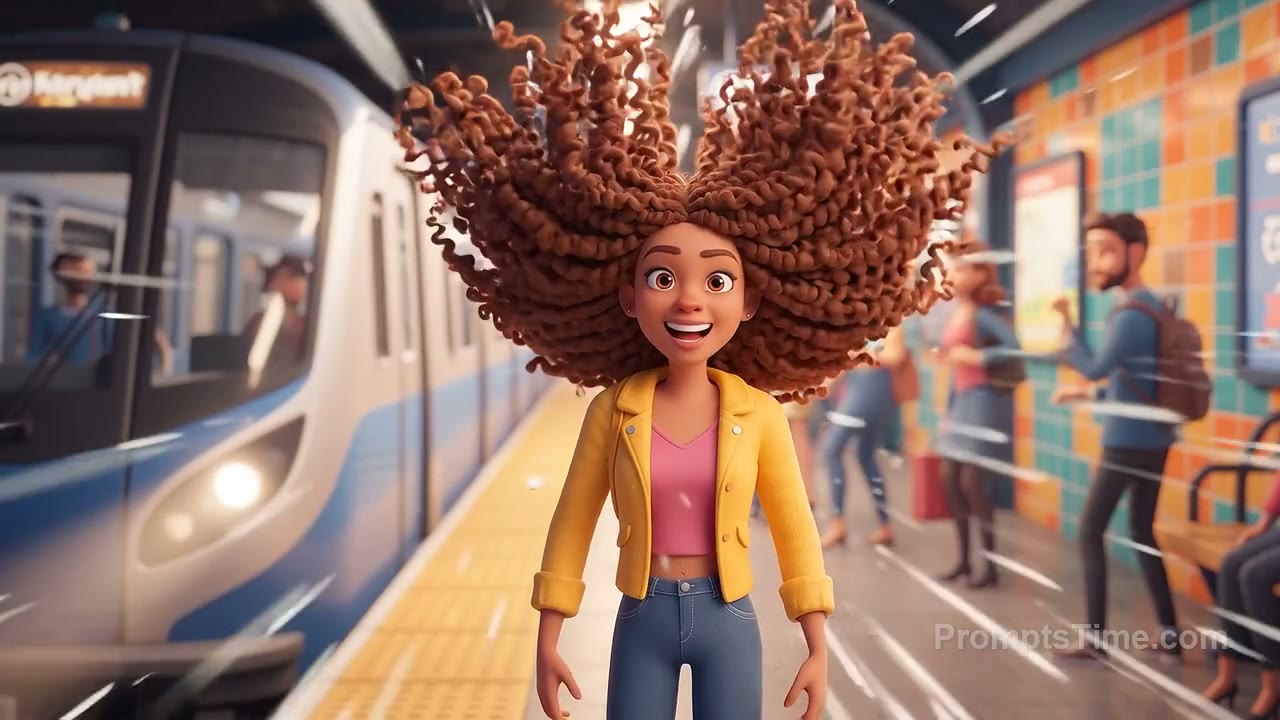 Cartoon Subway Hair Wind