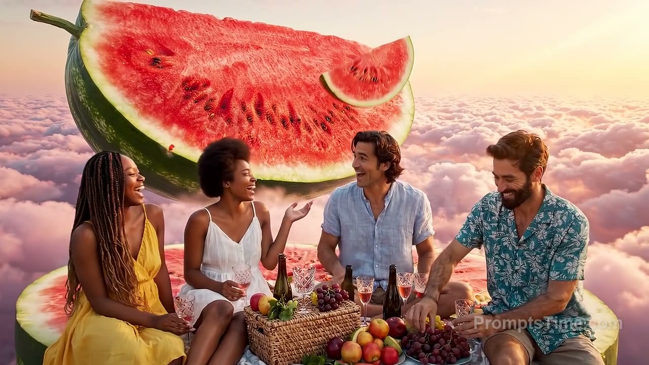 Friends on a Floating Watermelon