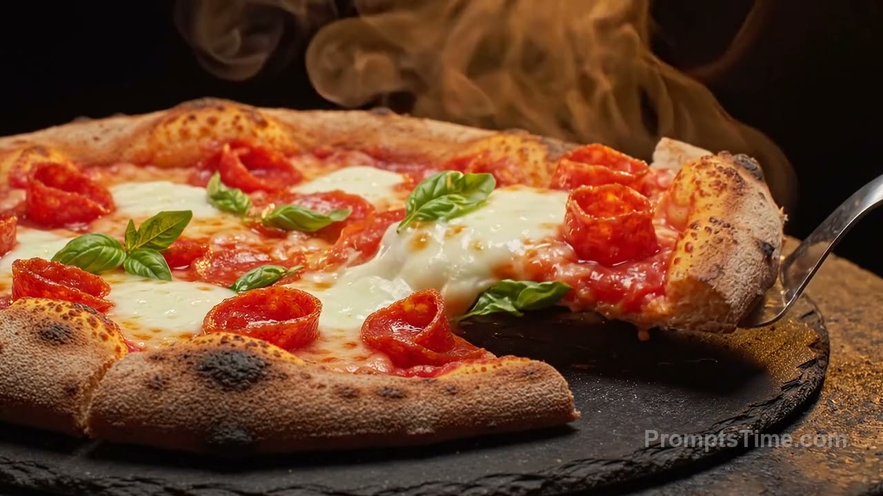 Pizza Cheese Pull in Slow Motion