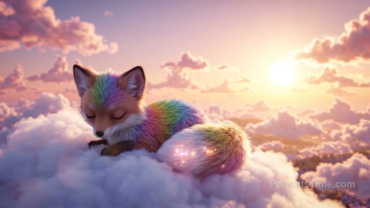 Rainbow Cloud Fox Waking Up