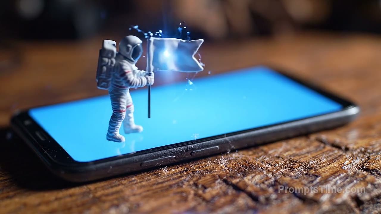 Tiny Astronaut Plants a Flag on a Phone